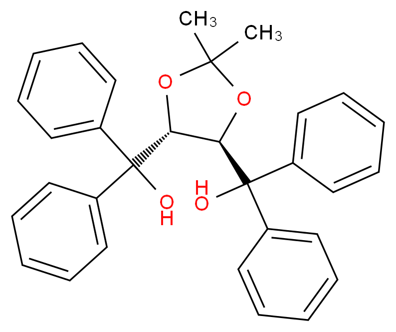 [(4R,5R)-5-(hydroxydiphenylmethyl)-2,2-dimethyl-1,3-dioxolan-4-yl]diphenylmethanol_分子结构_CAS_93379-48-7
