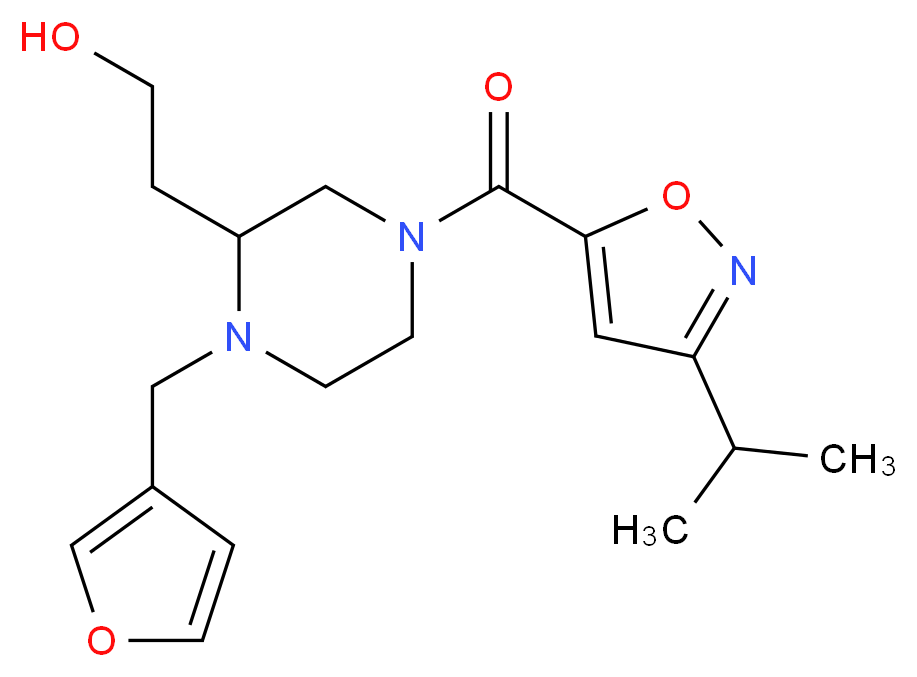 2-{1-(3-furylmethyl)-4-[(3-isopropylisoxazol-5-yl)carbonyl]piperazin-2-yl}ethanol_分子结构_CAS_)