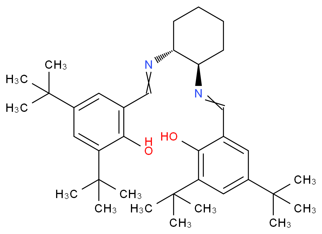 2,4-di-tert-butyl-6-{N-[(1R,2R)-2-{[(3,5-di-tert-butyl-2-hydroxyphenyl)methylidene]amino}cyclohexyl]carboximidoyl}phenol_分子结构_CAS_135616-40-9