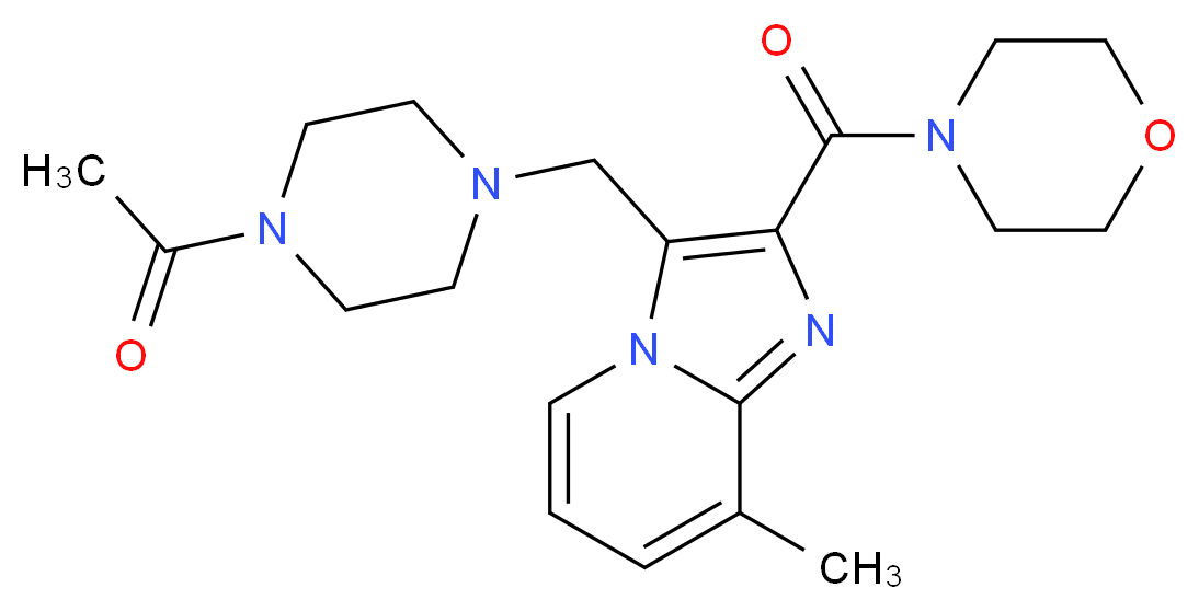 3-[(4-acetyl-1-piperazinyl)methyl]-8-methyl-2-(4-morpholinylcarbonyl)imidazo[1,2-a]pyridine_分子结构_CAS_)