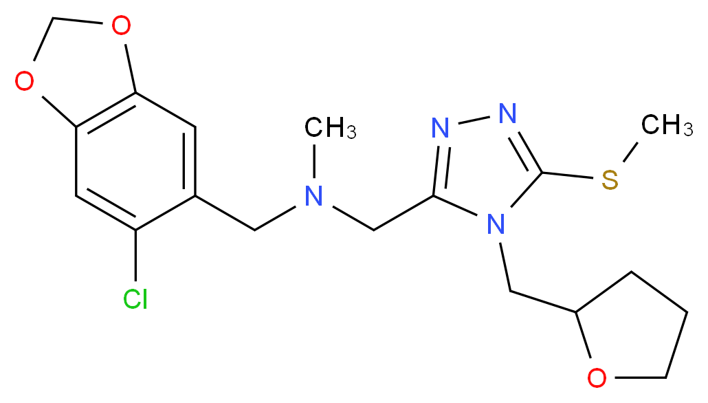 1-(6-chloro-1,3-benzodioxol-5-yl)-N-methyl-N-{[5-(methylthio)-4-(tetrahydro-2-furanylmethyl)-4H-1,2,4-triazol-3-yl]methyl}methanamine_分子结构_CAS_)