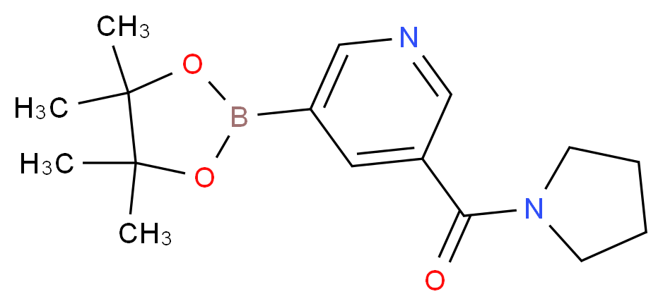 Pyrrolidin-1-yl(5-(4,4,5,5-tetramethyl-1,3,2-dioxaborolan-2-yl)pyridin-3-yl)methanone_分子结构_CAS_1218790-21-6)