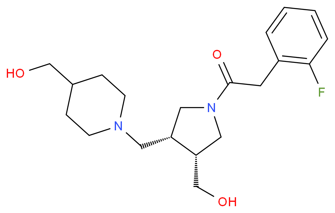 ((3R*,4R*)-1-[(2-fluorophenyl)acetyl]-4-{[4-(hydroxymethyl)piperidin-1-yl]methyl}pyrrolidin-3-yl)methanol_分子结构_CAS_)