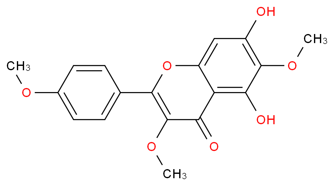 5,7-dihydroxy-3,6-dimethoxy-2-(4-methoxyphenyl)-4H-chromen-4-one_分子结构_CAS_27782-63-4