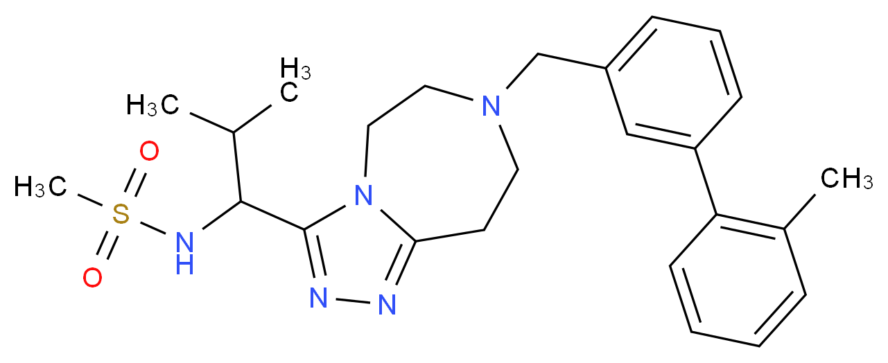 N-(2-methyl-1-{7-[(2'-methyl-3-biphenylyl)methyl]-6,7,8,9-tetrahydro-5H-[1,2,4]triazolo[4,3-d][1,4]diazepin-3-yl}propyl)methanesulfonamide_分子结构_CAS_)