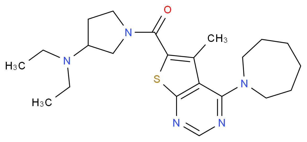 1-{[4-(1-azepanyl)-5-methylthieno[2,3-d]pyrimidin-6-yl]carbonyl}-N,N-diethyl-3-pyrrolidinamine_分子结构_CAS_)