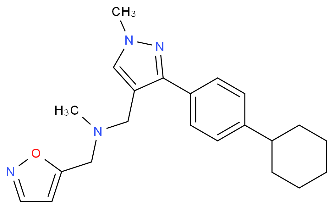 1-[3-(4-cyclohexylphenyl)-1-methyl-1H-pyrazol-4-yl]-N-(5-isoxazolylmethyl)-N-methylmethanamine_分子结构_CAS_)