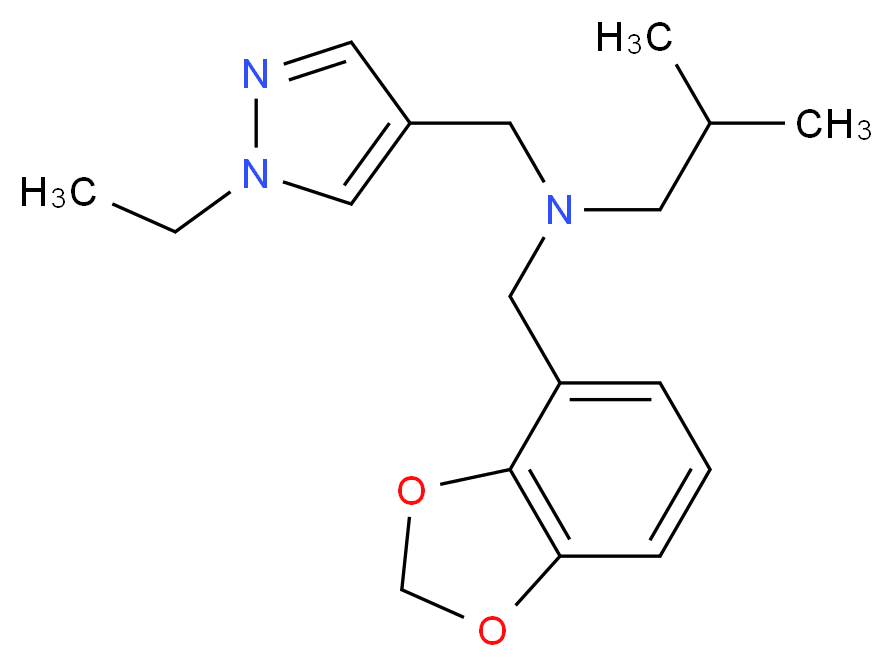 (1,3-benzodioxol-4-ylmethyl)[(1-ethyl-1H-pyrazol-4-yl)methyl]isobutylamine_分子结构_CAS_)
