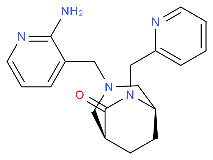(1S*,5R*)-3-[(2-aminopyridin-3-yl)methyl]-6-(pyridin-2-ylmethyl)-3,6-diazabicyclo[3.2.2]nonan-7-one_分子结构_CAS_)