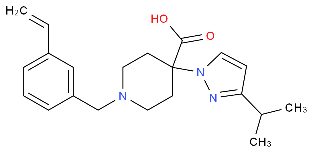 4-(3-isopropyl-1H-pyrazol-1-yl)-1-(3-vinylbenzyl)piperidine-4-carboxylic acid_分子结构_CAS_)
