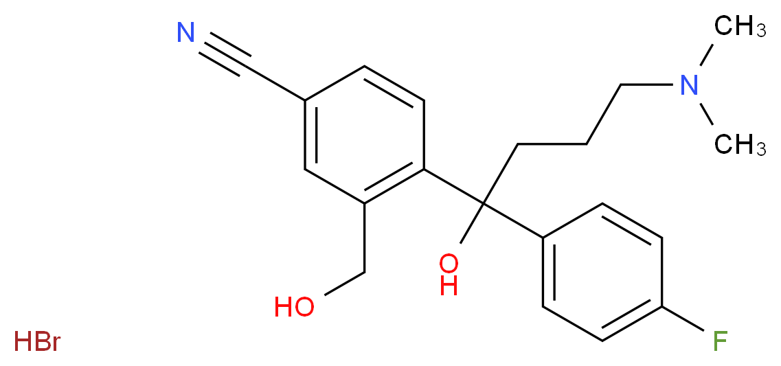 4-(4-(DiMethylaMino)-1-(4-fluorophenyl)-1-hydroxybutyl)-3-(hydroxyMethyl)benzonitrile hydrobroMide_分子结构_CAS_103146-26-5)