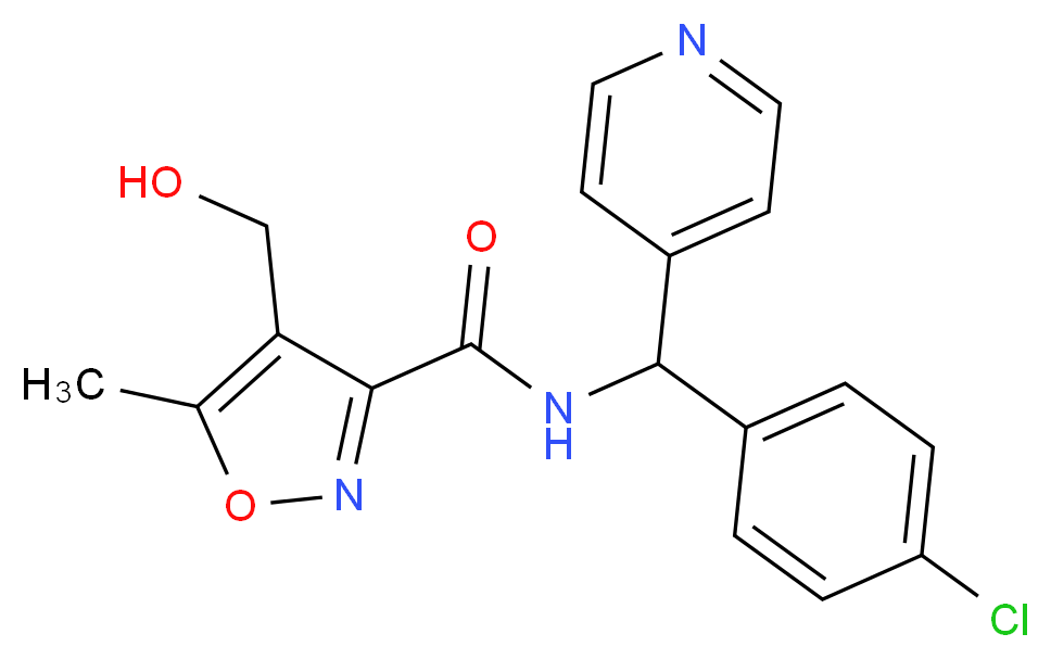 N-[(4-chlorophenyl)(pyridin-4-yl)methyl]-4-(hydroxymethyl)-5-methylisoxazole-3-carboxamide_分子结构_CAS_)
