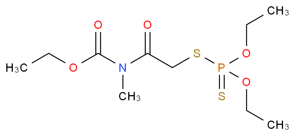 ethyl N-(2-{[diethoxy(sulfanylidene)-λ<sup>5</sup>-phosphanyl]sulfanyl}acetyl)-N-methylcarbamate_分子结构_CAS_2595-54-2