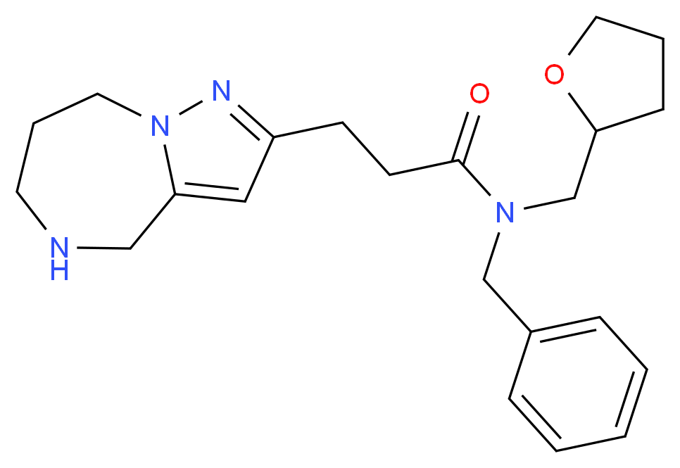 N-benzyl-N-(tetrahydro-2-furanylmethyl)-3-(5,6,7,8-tetrahydro-4H-pyrazolo[1,5-a][1,4]diazepin-2-yl)propanamide_分子结构_CAS_)