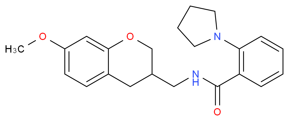N-[(7-methoxy-3,4-dihydro-2H-chromen-3-yl)methyl]-2-pyrrolidin-1-ylbenzamide_分子结构_CAS_)