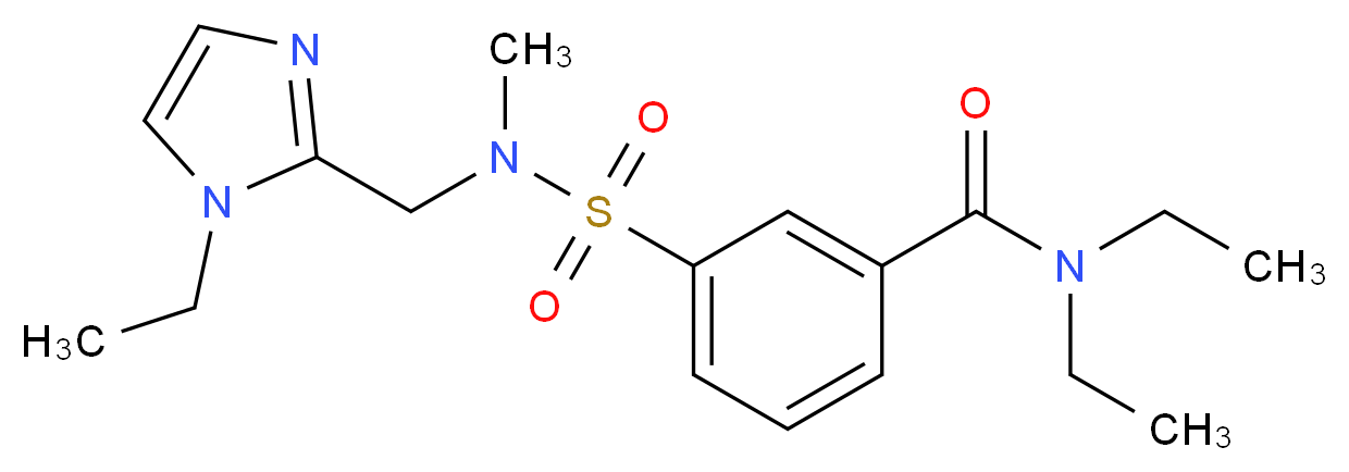 N,N-diethyl-3-{[[(1-ethyl-1H-imidazol-2-yl)methyl](methyl)amino]sulfonyl}benzamide_分子结构_CAS_)