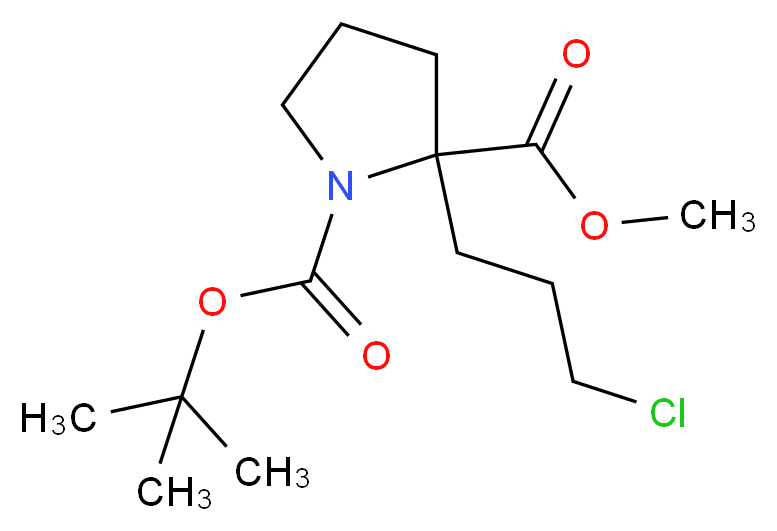 1-tert-butyl 2-methyl 2-(3-chloropropyl)pyrrolidine-1,2-dicarboxylate_分子结构_CAS_909076-34-2