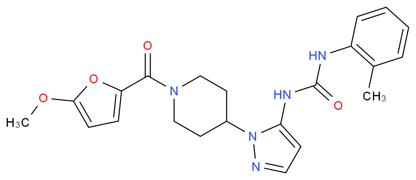 N-{1-[1-(5-methoxy-2-furoyl)-4-piperidinyl]-1H-pyrazol-5-yl}-N'-(2-methylphenyl)urea_分子结构_CAS_)