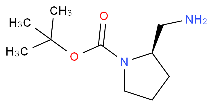 tert-butyl (2R)-2-(aminomethyl)pyrrolidine-1-carboxylate_分子结构_CAS_259537-92-3