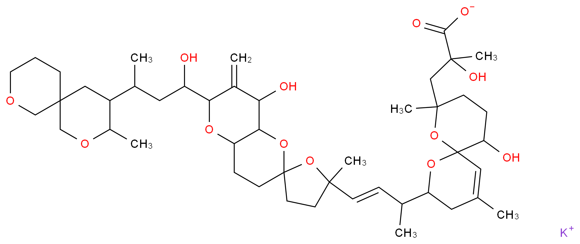 Okadaic acid potassium salt from Prorocentrum concavum_分子结构_CAS_155751-72-7)