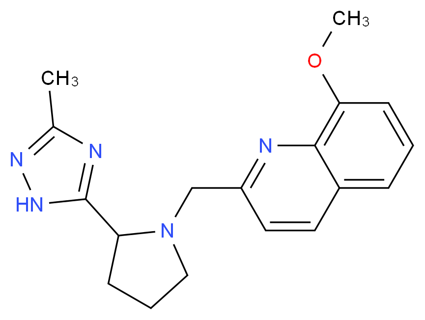 8-methoxy-2-{[2-(3-methyl-1H-1,2,4-triazol-5-yl)pyrrolidin-1-yl]methyl}quinoline_分子结构_CAS_)