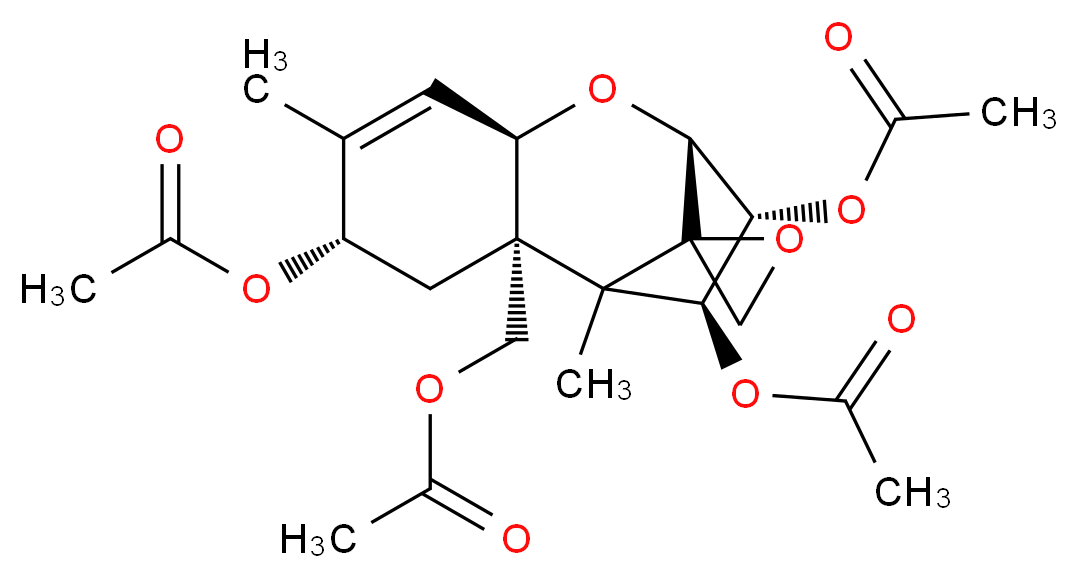 (2'R,4'S,7'R,9'R,10'R,11'S)-4',10',11'-tris(acetyloxy)-1',5'-dimethyl-8'-oxaspiro[oxirane-2,12'-tricyclo[7.2.1.0<sup>2</sup>,<sup>7</sup>]dodecan]-5'-en-2'-ylmethyl acetate_分子结构_CAS_65725-06-6