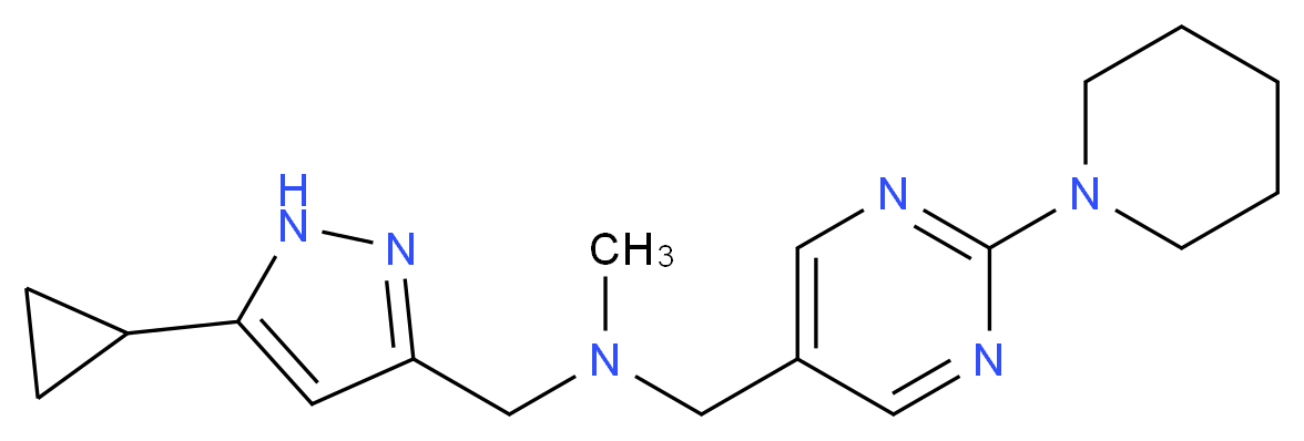 1-(5-cyclopropyl-1H-pyrazol-3-yl)-N-methyl-N-[(2-piperidin-1-ylpyrimidin-5-yl)methyl]methanamine_分子结构_CAS_)