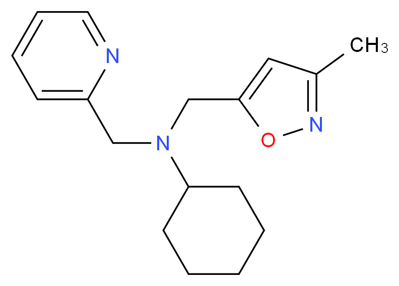 N-[(3-methylisoxazol-5-yl)methyl]-N-(pyridin-2-ylmethyl)cyclohexanamine_分子结构_CAS_)