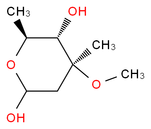 (4S,5S,6S)-4-methoxy-4,6-dimethyloxane-2,5-diol_分子结构_CAS_470-12-2