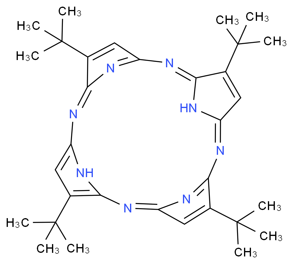 4,9,14,19-tetra-tert-butyl-2,7,12,17,21,22,23,24-octaazapentacyclo[16.2.1.1<sup>3</sup>,<sup>6</sup>.1<sup>8</sup>,<sup>1</sup><sup>1</sup>.1<sup>1</sup><sup>3</sup>,<sup>1</sup><sup>6</sup>]tetracosa-1,3,5,7,9,11(23),12,14,16,18(21),19-undecaene_分子结构_CAS_64987-70-8