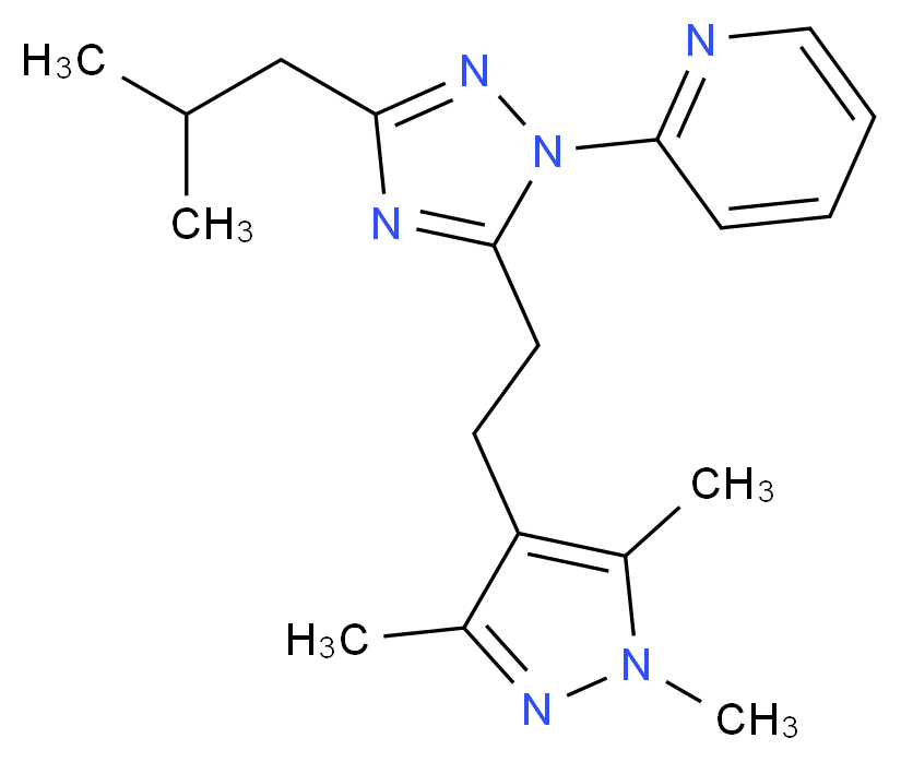 2-{3-isobutyl-5-[2-(1,3,5-trimethyl-1H-pyrazol-4-yl)ethyl]-1H-1,2,4-triazol-1-yl}pyridine_分子结构_CAS_)