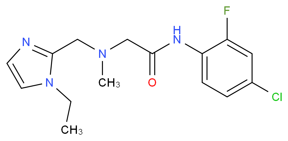 N-(4-chloro-2-fluorophenyl)-2-[[(1-ethyl-1H-imidazol-2-yl)methyl](methyl)amino]acetamide_分子结构_CAS_)