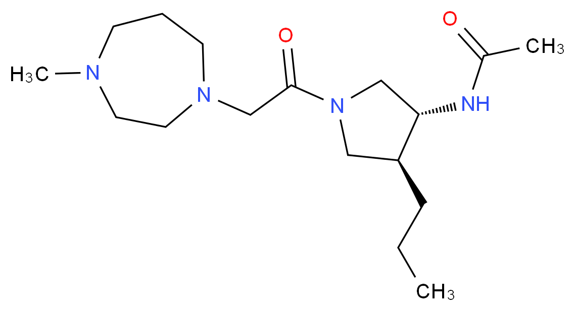 N-{(3R*,4S*)-1-[(4-methyl-1,4-diazepan-1-yl)acetyl]-4-propyl-3-pyrrolidinyl}acetamide_分子结构_CAS_)