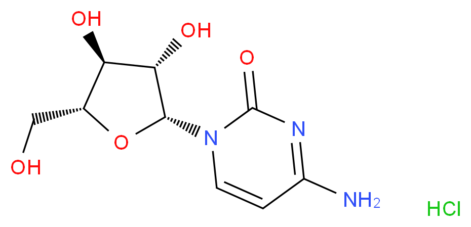 4-amino-1-[(2R,3S,4S,5R)-3,4-dihydroxy-5-(hydroxymethyl)oxolan-2-yl]-1,2-dihydropyrimidin-2-one hydrochloride_分子结构_CAS_69-74-9