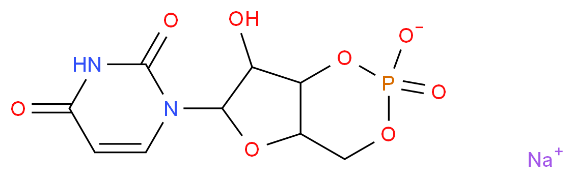 sodium 6-(2,4-dioxo-1,2,3,4-tetrahydropyrimidin-1-yl)-7-hydroxy-2-oxo-hexahydro-1,3,5,2λ<sup>5</sup>-furo[3,2-d][1,3,2λ<sup>5</sup>]dioxaphosphinin-2-olate_分子结构_CAS_56632-58-7