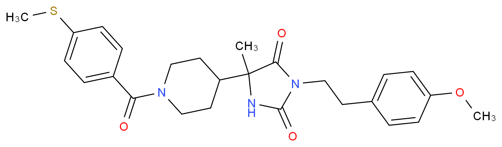 3-[2-(4-methoxyphenyl)ethyl]-5-methyl-5-{1-[4-(methylthio)benzoyl]-4-piperidinyl}-2,4-imidazolidinedione_分子结构_CAS_)
