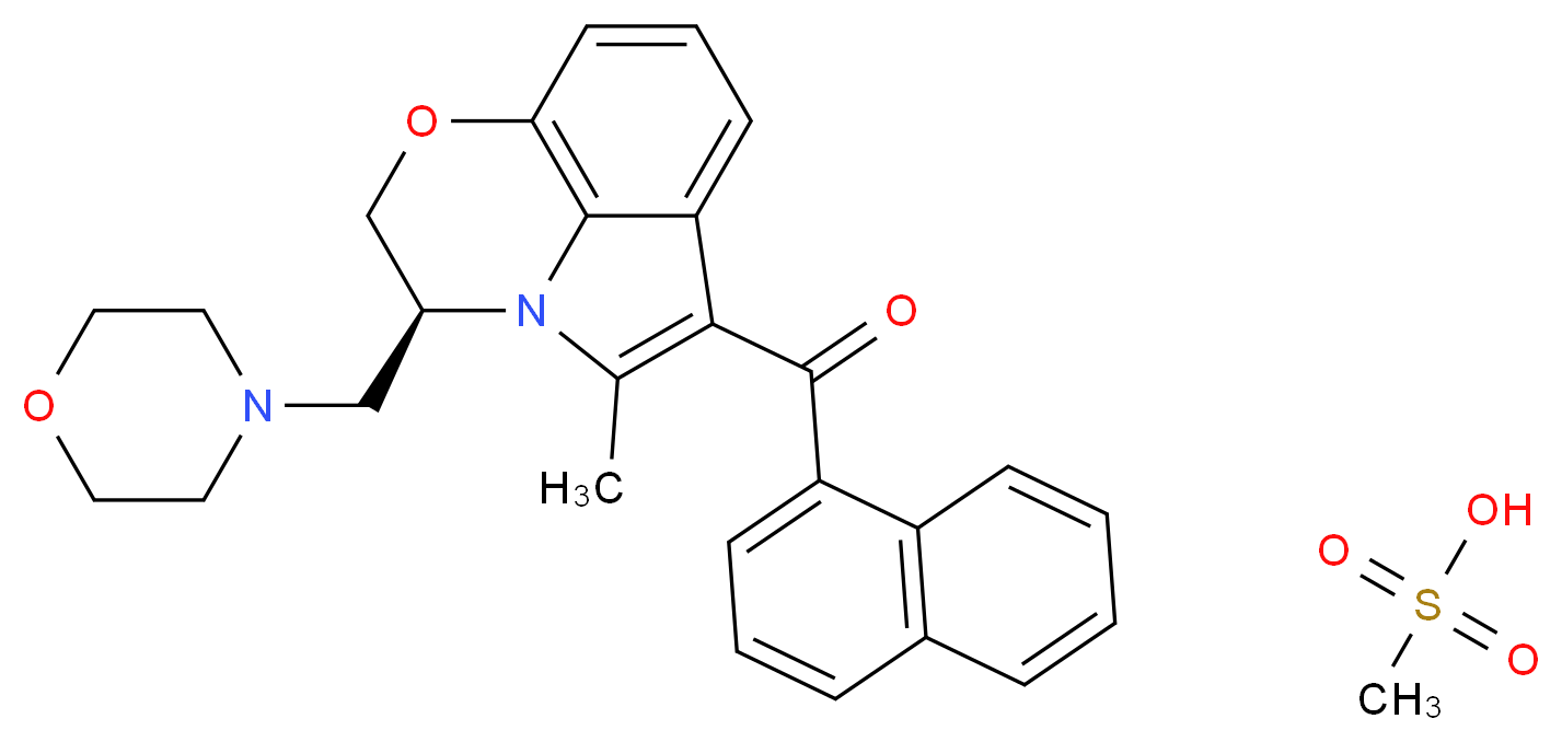 (11S)-2-methyl-11-(morpholin-4-ylmethyl)-3-(naphthalene-1-carbonyl)-9-oxa-1-azatricyclo[6.3.1.0<sup>4</sup>,<sup>1</sup><sup>2</sup>]dodeca-2,4,6,8(12)-tetraene; methanesulfonic acid_分子结构_CAS_131543-25-4