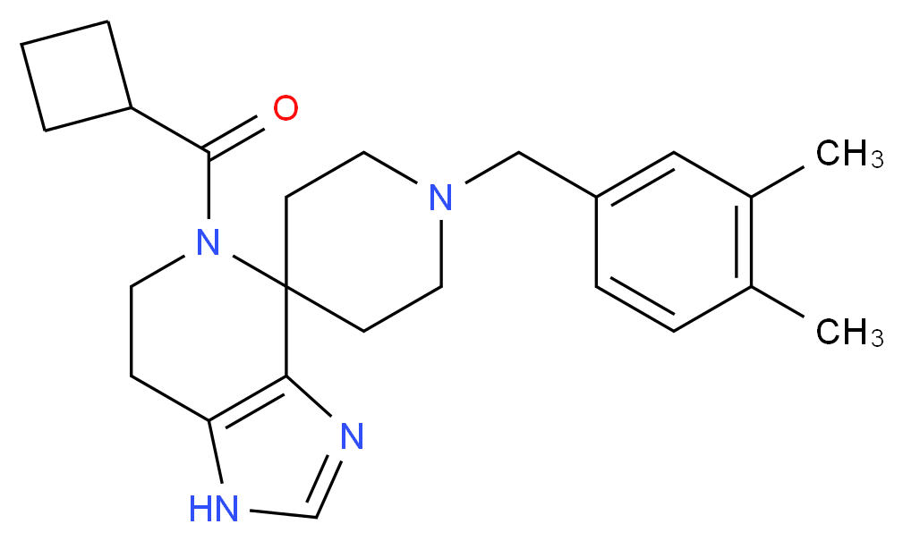 5-(cyclobutylcarbonyl)-1'-(3,4-dimethylbenzyl)-1,5,6,7-tetrahydrospiro[imidazo[4,5-c]pyridine-4,4'-piperidine]_分子结构_CAS_)