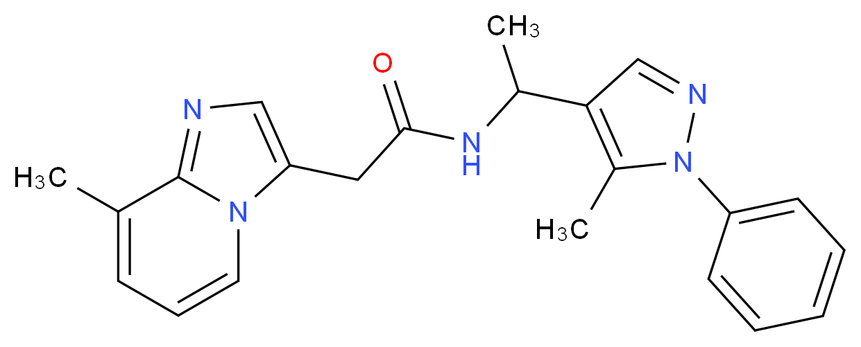 2-(8-methylimidazo[1,2-a]pyridin-3-yl)-N-[1-(5-methyl-1-phenyl-1H-pyrazol-4-yl)ethyl]acetamide_分子结构_CAS_)
