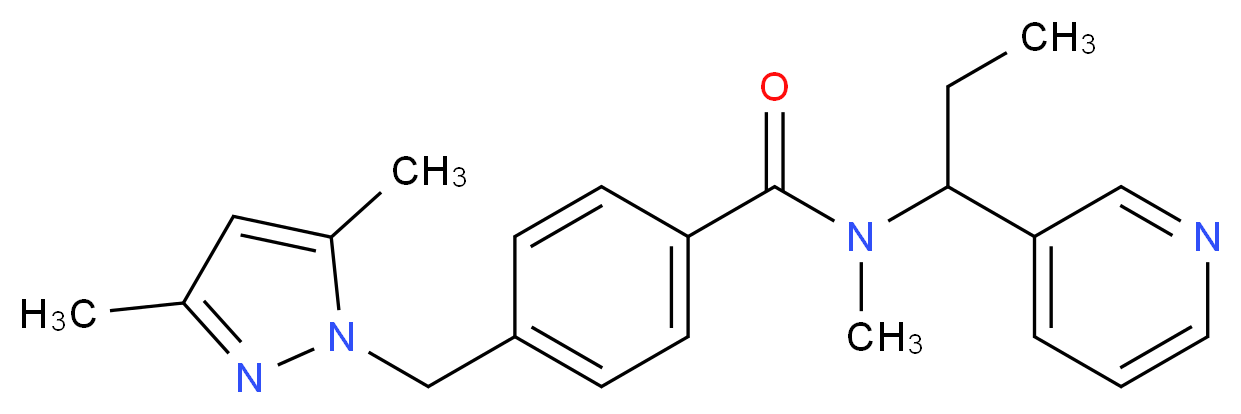 4-[(3,5-dimethyl-1H-pyrazol-1-yl)methyl]-N-methyl-N-[1-(3-pyridinyl)propyl]benzamide_分子结构_CAS_)