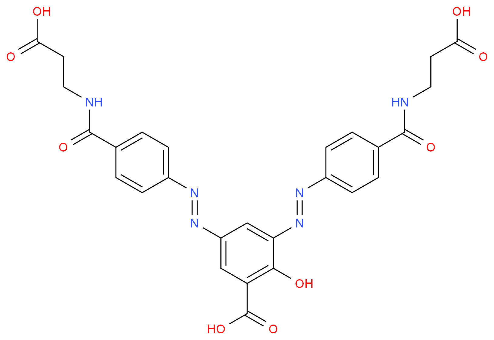 3,5-bis[(E)-2-{4-[(2-carboxyethyl)carbamoyl]phenyl}diazen-1-yl]-2-hydroxybenzoic acid_分子结构_CAS_1242567-11-8