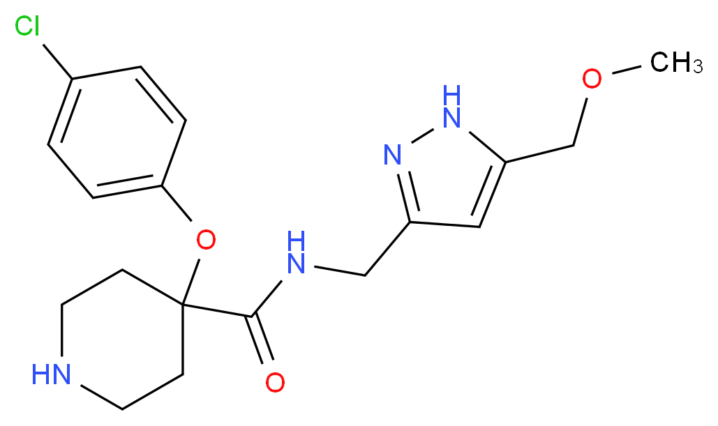 4-(4-chlorophenoxy)-N-{[5-(methoxymethyl)-1H-pyrazol-3-yl]methyl}piperidine-4-carboxamide_分子结构_CAS_)