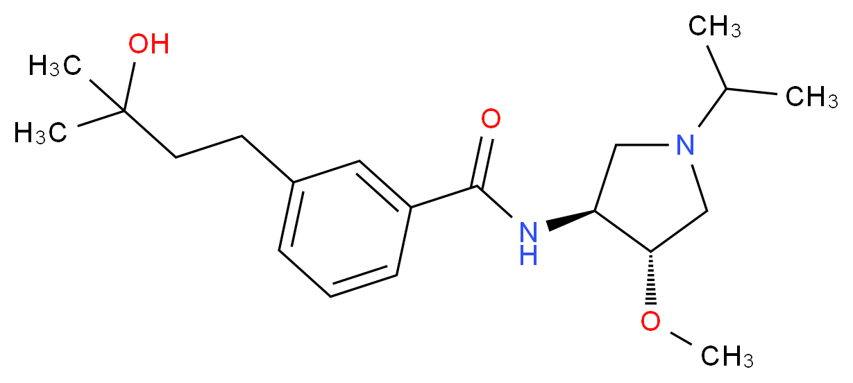 3-(3-hydroxy-3-methylbutyl)-N-[(3S*,4S*)-1-isopropyl-4-methoxy-3-pyrrolidinyl]benzamide_分子结构_CAS_)