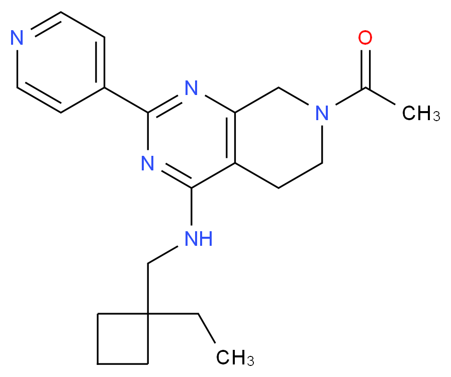 7-acetyl-N-[(1-ethylcyclobutyl)methyl]-2-pyridin-4-yl-5,6,7,8-tetrahydropyrido[3,4-d]pyrimidin-4-amine_分子结构_CAS_)