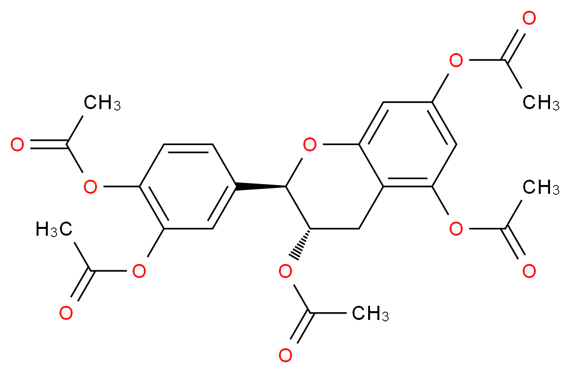 (2R,3S)-3,7-bis(acetyloxy)-2-[3,4-bis(acetyloxy)phenyl]-3,4-dihydro-2H-1-benzopyran-5-yl acetate_分子结构_CAS_16198-01-9