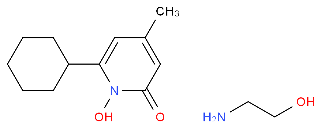 2-aminoethan-1-ol; 6-cyclohexyl-1-hydroxy-4-methyl-1,2-dihydropyridin-2-one_分子结构_CAS_41621-49-2