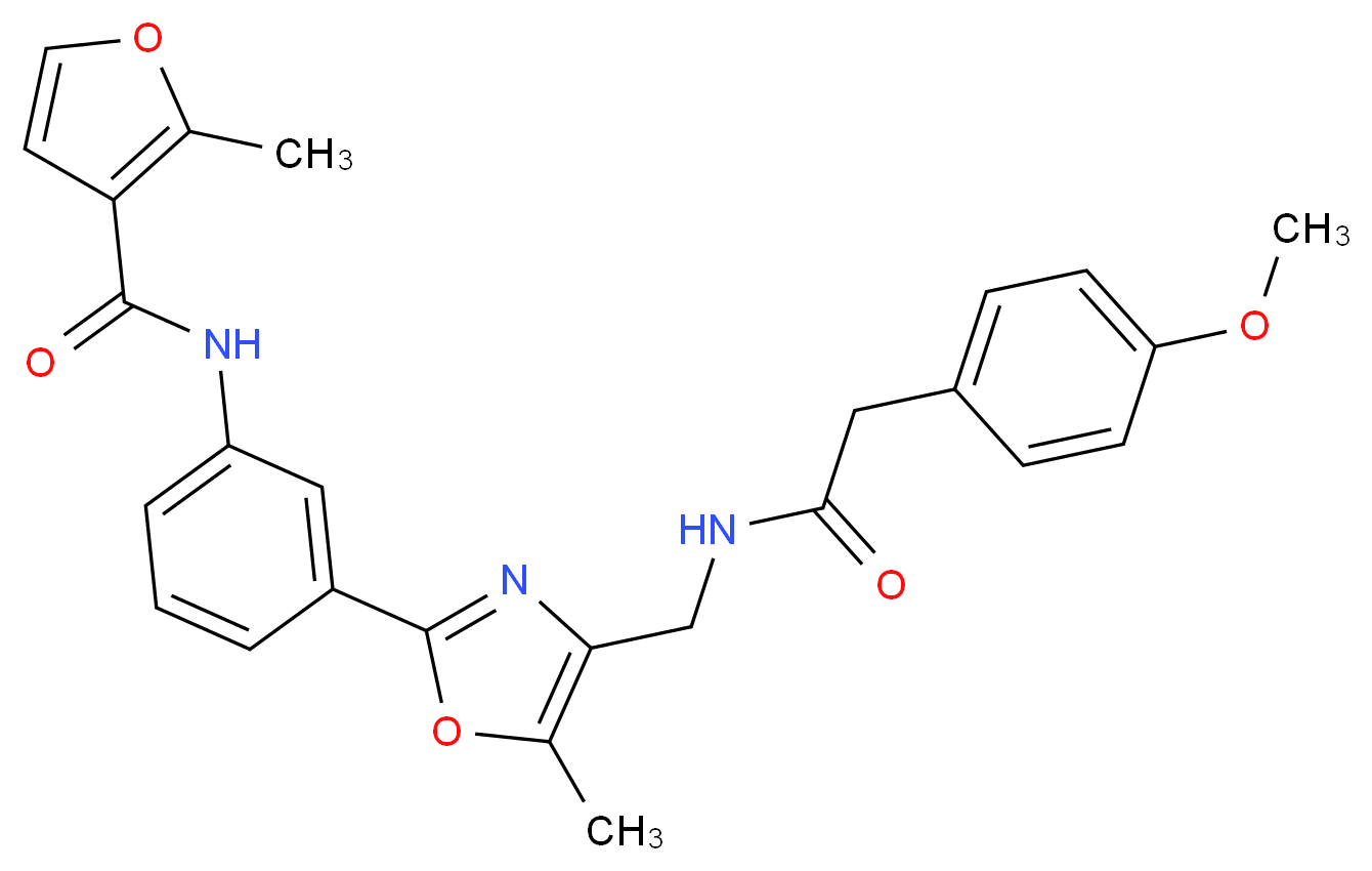 N-{3-[4-({[(4-methoxyphenyl)acetyl]amino}methyl)-5-methyl-1,3-oxazol-2-yl]phenyl}-2-methyl-3-furamide_分子结构_CAS_)