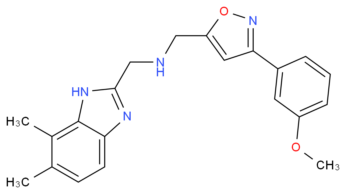 1-(6,7-dimethyl-1H-benzimidazol-2-yl)-N-{[3-(3-methoxyphenyl)isoxazol-5-yl]methyl}methanamine_分子结构_CAS_)