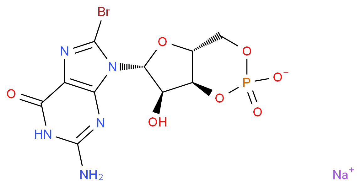 8-Bromoguanosine 3′,5′-cyclic monophosphate sodium salt_分子结构_CAS_51116-01-9)