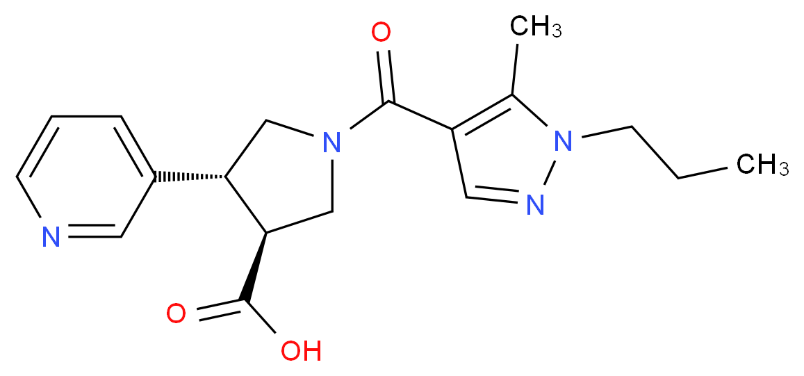 (3S*,4R*)-1-[(5-methyl-1-propyl-1H-pyrazol-4-yl)carbonyl]-4-pyridin-3-ylpyrrolidine-3-carboxylic acid_分子结构_CAS_)